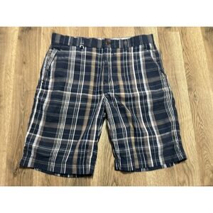 Saltaire Shorts, Men's Size 34, Blue Tan White, Plaid, Chino Shorts